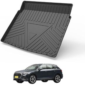 Custom Fit for Cargo Liner 2019-2024 2025 Audi Q3 - Black TPE All Weather Heavy Duty Waterproof Rear Cargo Tray Trunk Floor Mat Protector