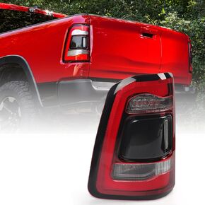 LED Tail Light Assembly Compatible with Dodge Ram 1500 2019 2020 2021 2022 Taillight Replacement Rear Lamp with Red Lens Brake Lights Driver Left Side (LH) 55112993AC CH2800216
