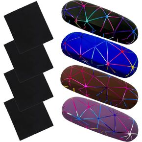 Hard Shell Eyeglasses Case, Eye Glass Cases Womens Hard Shell With Cleaning Cloth Portable Eyewear Case for Women Men
