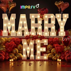 imprsv Marry Me Light Up Letters, Marry Me Letters Yellow Light Marry Me Signs for Proposal Engagement Wedding Decor (4FT)