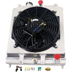 Aluminum Radiator for 1992-2000 1998 Honda Civic del Sol Acura Integra GS LS HX D15 D16 EK EG 93 94 95 96 97 98 99 2 Row Radiators Shroud Fan Thermostat Relay Kit