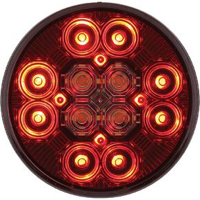 United Pacific 36607 4 Inch Round Combo Light with 12 LED Stop Turn Tail Light and 16 LED Back-Up Light - Red Lens