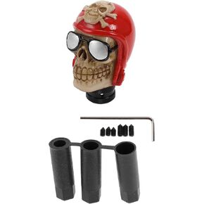 9.2cm Skull Shift Knob Universal Gear Shifter Knob Resin Stick Shifter Lever Knob for Automatic and Manual Vehicle with 3 Adapter Red 1 Set