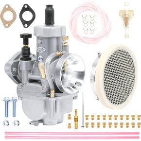 PE Carburetor 22mm Flange Carb with Air Velocity Stack Main jet Oil Hose filter for 110cc-130cc SSR TTR Apollo110 Ct70 YX150 YX150 CRF110 Dirt Bike Scooter (Silver 22mm)