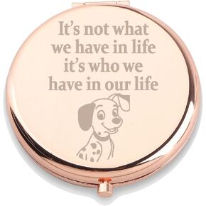 WUSUANED Dalmatians Dog Makeup Mirror It’s Not What We Have in Life It’s Who We Have in Our Life Mirror Pongo Dog Fan Gift Dalmatian Lover Gifts (Pongo Dog Mirror)
