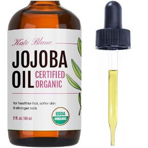 Kate Blanc Cosmetics Jojoba Oil for Hair Growth, Skin, & Face (2oz) Jojoba Oil Organic Facial Oil for Gua Sha Massage. 100% Pure & Natural Organic Hair Oil. Moisturize Nails, Ear, Scalps, Cuticles