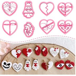 KEOKER Valentines Day Clay Cutters, Valentine Clay Cutters for Polymer Clay Jewelry, Valentine Polymer Clay Cutters Hearts, Heart Polymer Clay Cutter, 20 Shapes Valentines Day Polymer Clay Cutters