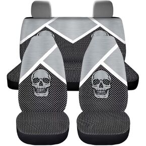 Car Seat Covers for Front and Back Seats Pack of 4 Seat Protector Seat Cover Universal Fit Auto Interior Covers Airbag Compatible, Black Gray Leopard Pattern