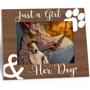 Dog Picture Frame Gifts - Dog Lovers Gifts for Women, Dog Mom Gifts, Dog Memorial Picture Frame, Just a Girl and Her Dog Picture Frame for Tabletop or Wall Hanging 5x7 Photo