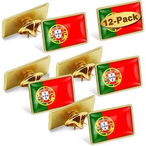 12/24/50/100Pcs Portugal Flag Lapel Pins Bulk - Metal Portuguese Brooch Badge Souvenir for Men Women Clothes Bags Hats