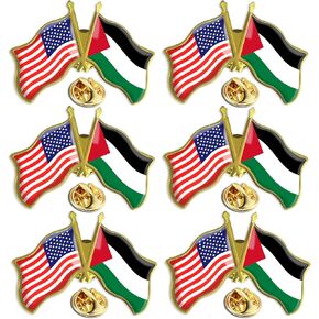 6/12/50/100 Pack-American US Palestine Flag Lapel Pins Bulk -1.5" Metal Metal United States Palestinian Pin Badge Brooch Souvenir