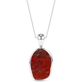 11x7mm Natural Raw Red Garnet Pendant Necklace for Women in Sterling Silver, January Birthstone Jewelry Gifts for Her Birthday, Anniversary, Graduation (Bezel-Set)