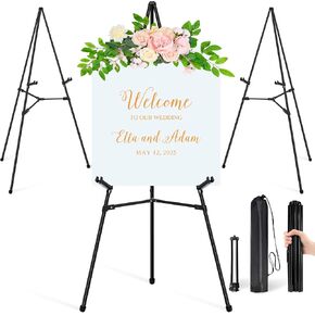 White Easel Stand for Sign & Poster - 63" Adjustable Display Easel for Wedding Sign Stand, Welcome Sign, Canvas, Painting - Lightweight Folding Art Easel with Carry Bag, Holds 5 lbs in Saudi Arabia