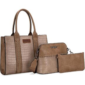 Wrangler 3Pcs Purses for Women Tote Bag Crossbody Handbag Sets with Strap