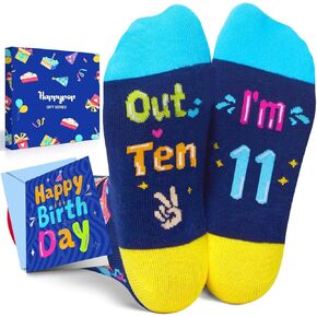HAPPYPOP 10 Year Old Birthday Gifts Years Old - Gifts for Tween Girls Boys Age 10, Presents for 10 Year Olds, Kid Socks Age 10, Birthday Gift Box with Greeting Card