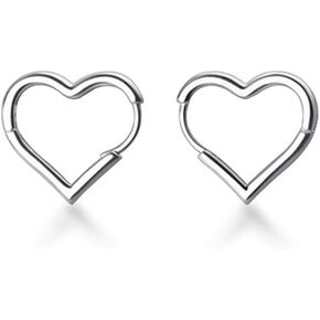 SLUYNZ Solid 925 Sterling Silver 1.6CM Heart Hoop Earrings for Women Teens Minimalist Hoop Earrings Sweet Love Heart Earrings