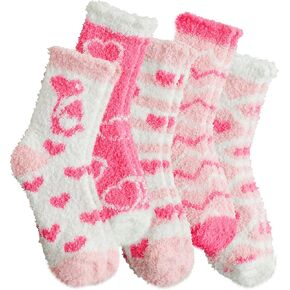 Warm Cozy Valentines Gifts for Her Girlfriend Wife Women Girls-Fluffy Soft Fuzzy Pink Heart Socks-Valentines Basket Stuffers