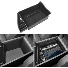 YOJOJOCO Center Console Organizer Compatible with Hyundai Elantra 2025 2024 2023 2022 2021 Accessories Black ABS Plastic Material Armrest Secondary Storage Box (NOT Fit Manual Hand Break Models)