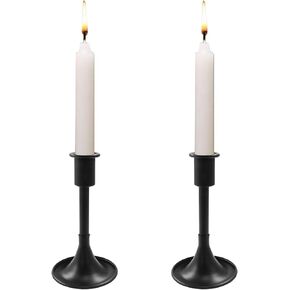 Waziaqoc Set of 2 Black Taper Candle Holder, 5.15 Inch Decorative Candlestick Holder, Vintage Metal Candle Stick Holder for Dinning Table, Wedding, Mantel, Centerpieces, Party, Holiday