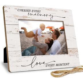 Cherish Every Memory And Love Every Moment, Picture Frame With Family, Vertical Photograph Frame With Heart Warming Memories Quote For Mom, Dad, Family (4x6 photo)