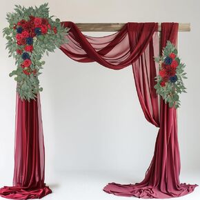 Wedding Arch Flowers and Drape Kit (Pack of 4), 2pcs Hanging Flower Arrangement 2pcs Pink & Blush Pink Draping Fabric Arch Decorations for Wedding Ceremony Reception