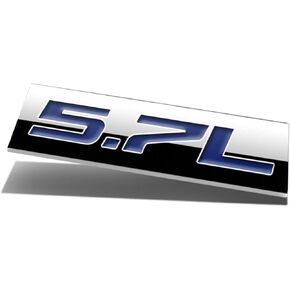 Auto Dynasty Chrome Finish Metal Emblem 5.7L Badge, (Red Letter)