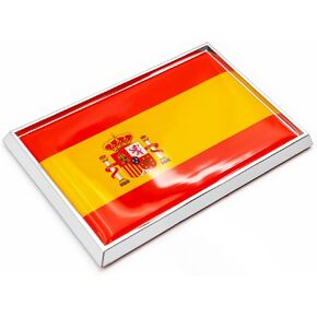 Spain Flag Sticker Emblem Spanish Decal Car Chrome Flags, 2 Pack, 3 x 2 inches