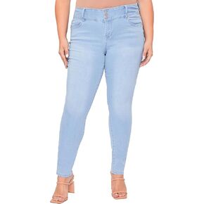 YMI Jeans Women's Plus Size Sustainable Essential Skinny Jeans, L08, 14 Light Blue