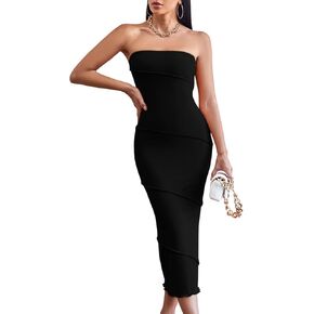 Women's Strapless Tube Bodycon Cocktail Evening Formal Long Dress