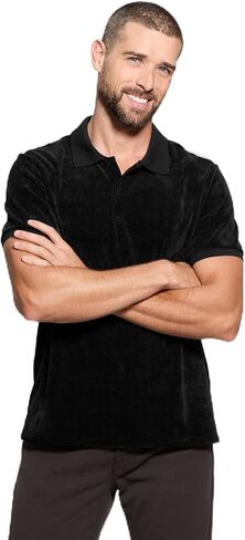 GUESS Men's Parker Velour Stripe Polo in Kuwait