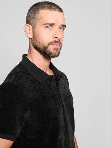 GUESS Men's Parker Velour Stripe Polo in Kuwait