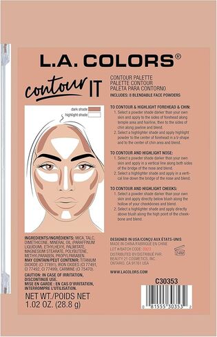 L.A. Colors I Heart Makeup Contour Palette, Light to Medium, 1.04 Ounce in Kuwait