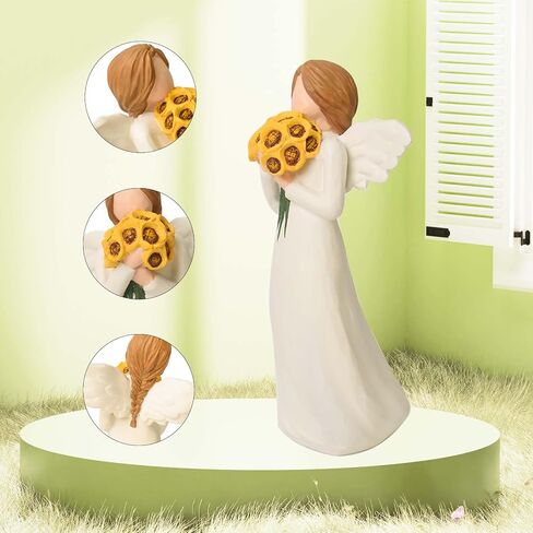 NANAOUS Guardian Angel Statues and Figurines, Praying Angel Figurines for Women, Resin Angeles Decorativos Hand-Painted Collectible Sculpture, Angel Ornaments Remembrance Condolence Gifts in Kuwait