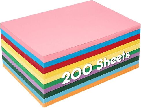 3 otters 200 Sheets Colored Card Stock, 180 GSM 10 Colors Construction Paper for Scrapbook, School Office Supplies in Kuwait