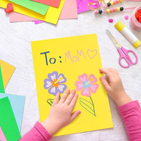 3 otters 200 Sheets Colored Card Stock, 180 GSM 10 Colors Construction Paper for Scrapbook, School Office Supplies in Kuwait