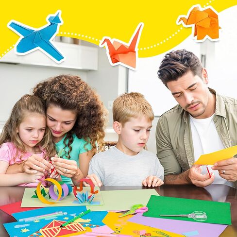 3 otters 200 Sheets Colored Card Stock, 180 GSM 10 Colors Construction Paper for Scrapbook, School Office Supplies in Kuwait