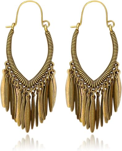 الأقراط البوهيمية خمر الأقراط الرجعية العتيقة اليدوية البوهيمي خمر البرونزية شرابة الهندسة أقراط للنساء اليدوية والمجوهرات العرقية العتيقة in Kuwait