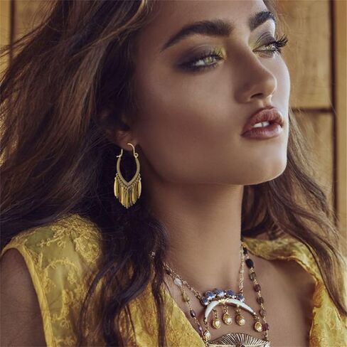 الأقراط البوهيمية خمر الأقراط الرجعية العتيقة اليدوية البوهيمي خمر البرونزية شرابة الهندسة أقراط للنساء اليدوية والمجوهرات العرقية العتيقة in Kuwait