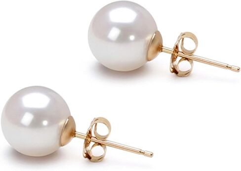 Japanese Akoya Cultured Pearl Earrings Stud AAA Graded 5-10mm White Stud Earrings for Women with Sterling Silver Settings and Jewelry Gift Box - Orien Jewelry in Saudi Arabia