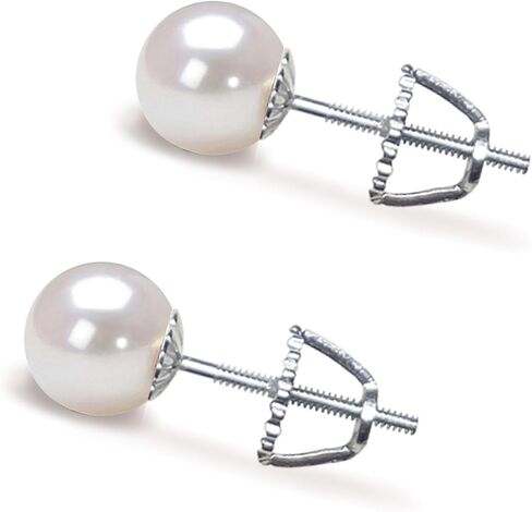 Japanese Akoya Cultured Pearl Earrings Stud AAA Graded 5-10mm White Stud Earrings for Women with Sterling Silver Settings and Jewelry Gift Box - Orien Jewelry in Saudi Arabia