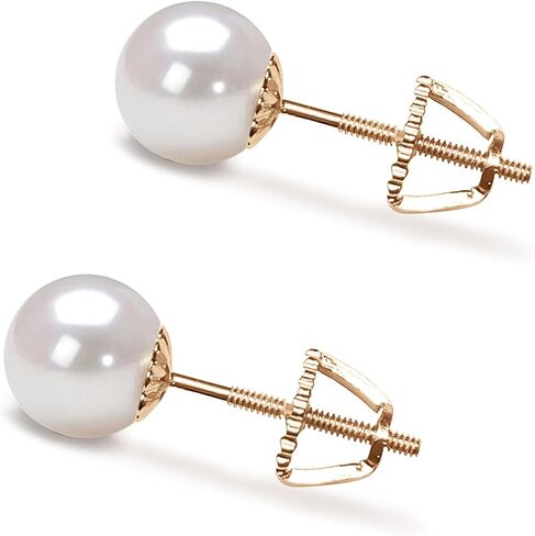 Japanese Akoya Cultured Pearl Earrings Stud AAA Graded 5-10mm White Stud Earrings for Women with Sterling Silver Settings and Jewelry Gift Box - Orien Jewelry in Saudi Arabia