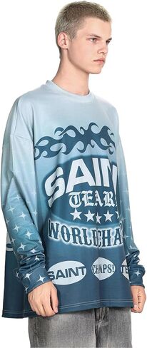 Arnodefrance Unisex Vintage Graphic Printing Long Sleeve Shirt Oversized Tee Shirt Cotton Long Sleeve Shirts in Kuwait