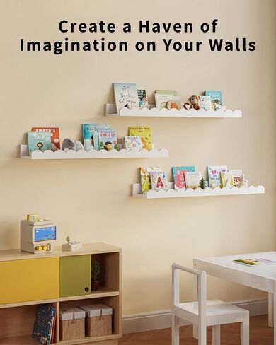 G&W Gruwald Nursery Book Shelves, Set of 3, Nursery Decor for Baby and Toddler, Scalloped Shelves, Book Shelf for Kids Rooms, Wall Book Shelves for Bedroom Kids, Floating Book Shelves for Wall in Kuwait