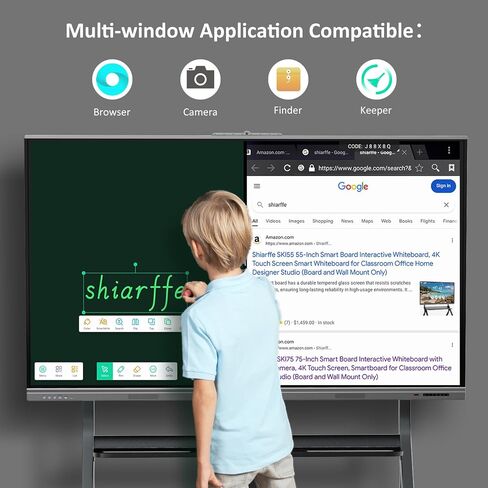 Smart Board 55 Inch 4K UHD Touchscreen Digital Whiteboard, App-Compatible Interactive Presentation Display for Classroom, Office, and Home in Kuwait