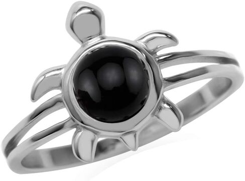 Silvershake 6MM Round Shape Gemstone White Gold Plated or Yellow Gold Plated 925 Sterling Silver Casual Turtle Sealife Solitaire Ring Jewelry for Women in Saudi Arabia