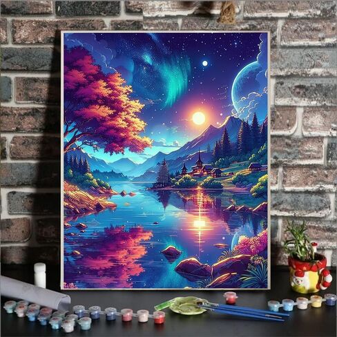 Axquilon Fall Paint by Numbers for Adults Beginners-DIY Fall Adult Paint by Number Kits Painting on Canvas, Flowers Painting by Numbers for Adults, Craft Kits for Adults 16x16 Inch in Saudi Arabia