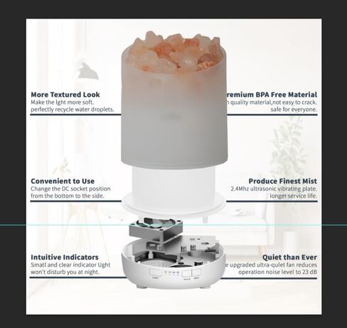 Aroma Diffuser Samll 200ml,Essential Oils Diffuser,minihumidifier, Salt Lamps,3 in1 Natural Himalayan Pink Salt Lamp, Salt Crystal Night Lights, for Home,Office,Bedroom in Saudi Arabia
