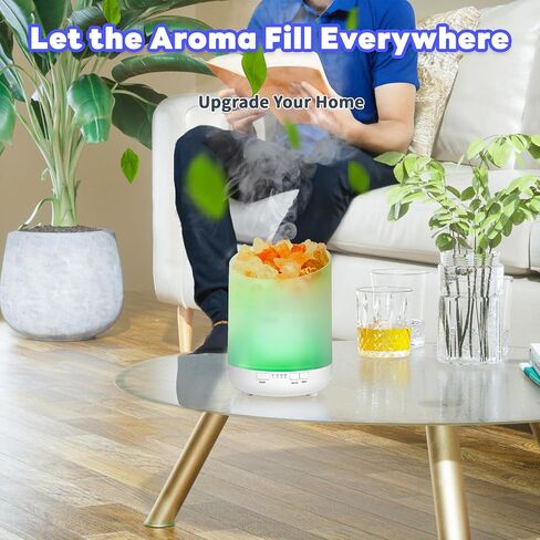 Aroma Diffuser Samll 200ml,Essential Oils Diffuser,minihumidifier, Salt Lamps,3 in1 Natural Himalayan Pink Salt Lamp, Salt Crystal Night Lights, for Home,Office,Bedroom in Saudi Arabia
