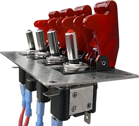 MGI SpeedWare 4 LED Toggle Switch Panel 12vDC, Stainless Steel, Safety Covers (Blue) in Kuwait