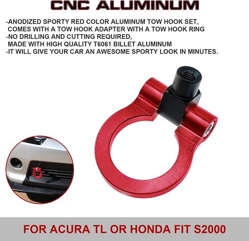 Xotic Tech JDM Sport Track Racing Style CNC الألومنيوم المسمار على المصد الأمامي متوافق مع Honda S2000 2002-2009 & Fit 2006-2008 أو Acura TL 2004-2008 (أحمر) in Kuwait